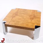 Milo Baughman Style Mid Century Burlwood and Chrome Coffee Table | Mid Century Modern Furniture - Mid Century Furniture Chicago Milo Baughman Style Mid Century Burlwood and Chrome Coffee Table