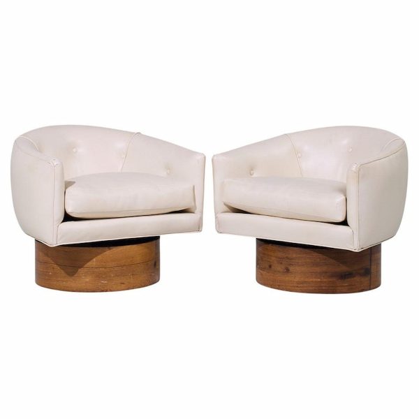 Milo Baughman for Thayer Coggin Mid Century Rosewood Swivel Lounge Chairs - Pair