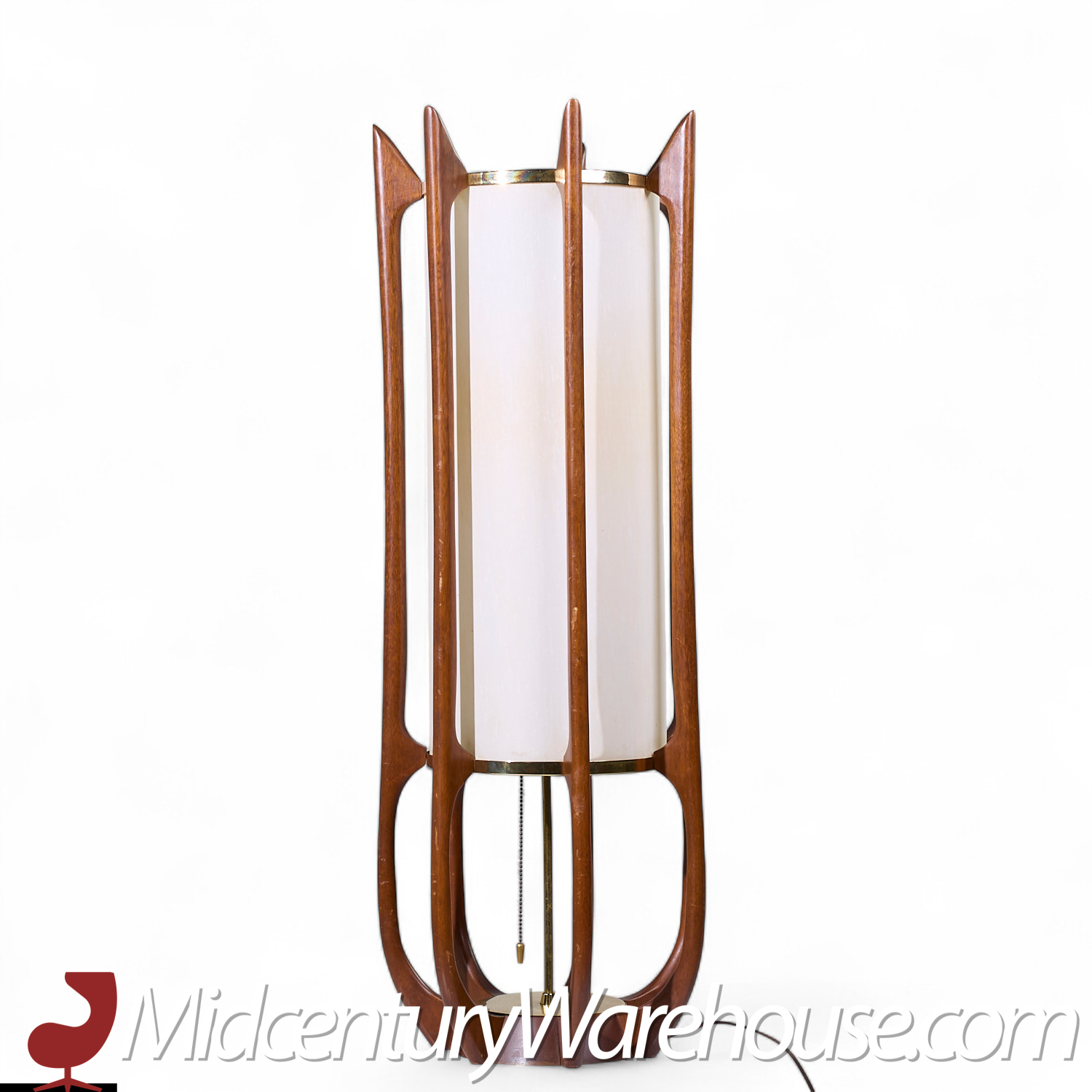 Modeline Model 635 Mid Century Sculptured Walnut and Brass Table Lamp