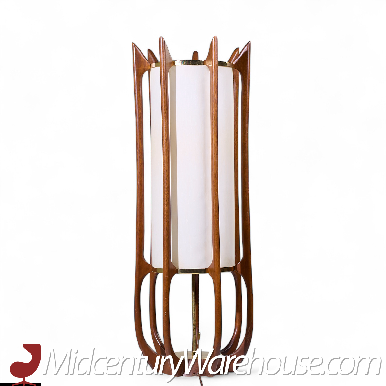 Modeline Model 635 Mid Century Sculptured Walnut and Brass Table Lamp