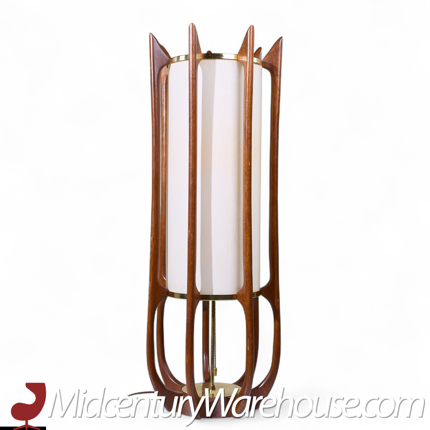 Modeline Model 635 Mid Century Sculptured Walnut and Brass Table Lamp
