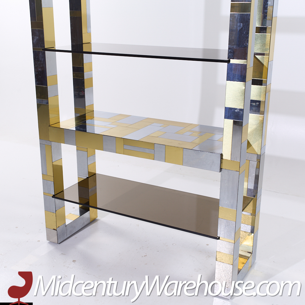 Paul Evans Cityscape Mid Century Brass and Chrome Freestanding Bookcase