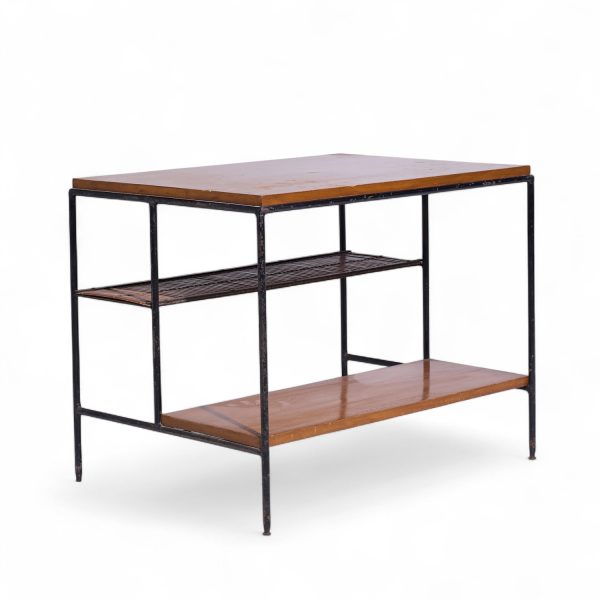 Paul Mccobb for Planner Group Mid Century Maple and Wrought Iron Side Table
