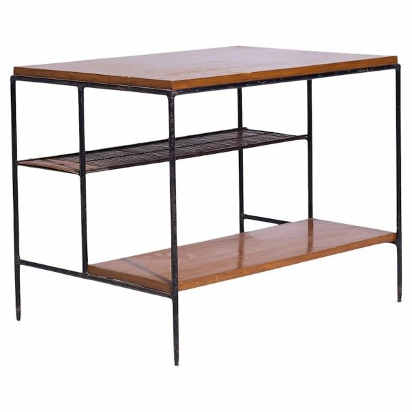 Paul Mccobb for Planner Group Mid Century Maple and Wrought Iron Side Table