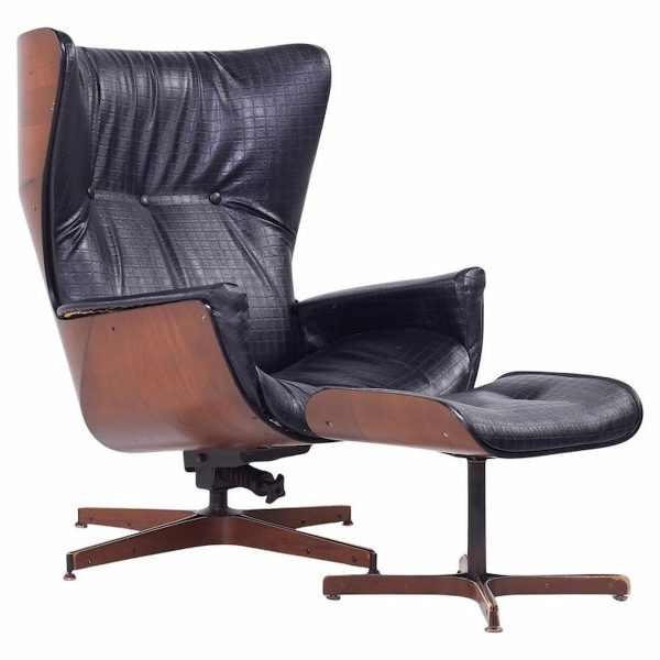 Plycraft Mid Century Walnut Mr. Chair with Ottoman