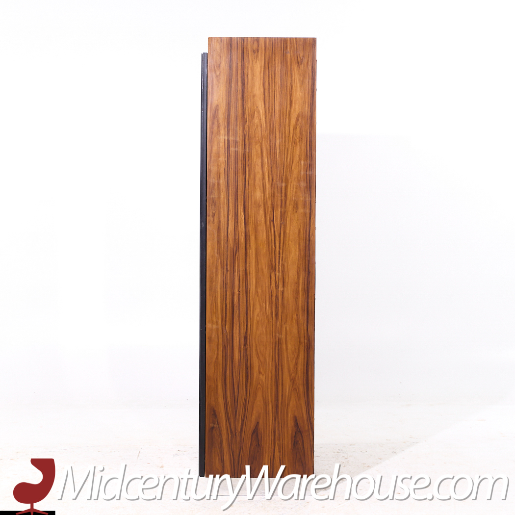 Pulaski Mid Century Rosewood, Leather and Chrome Armoire Dresser