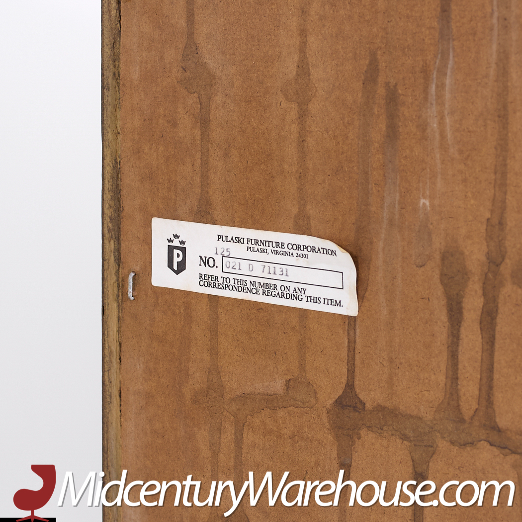 Pulaski Mid Century Rosewood, Leather and Chrome Armoire Dresser