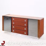 Pulaski Mid Century Rosewood, Leather and Chrome Lowboy Dresser | Mid Century Modern Furniture - Mid Century Furniture Chicago Pulaski Mid Century Rosewood, Leather and Chrome Lowboy Dresser