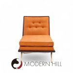 Robsjohn Gibbings for Widdicomb Mid Century Brass and Mahogany Chaise Lounge Chair