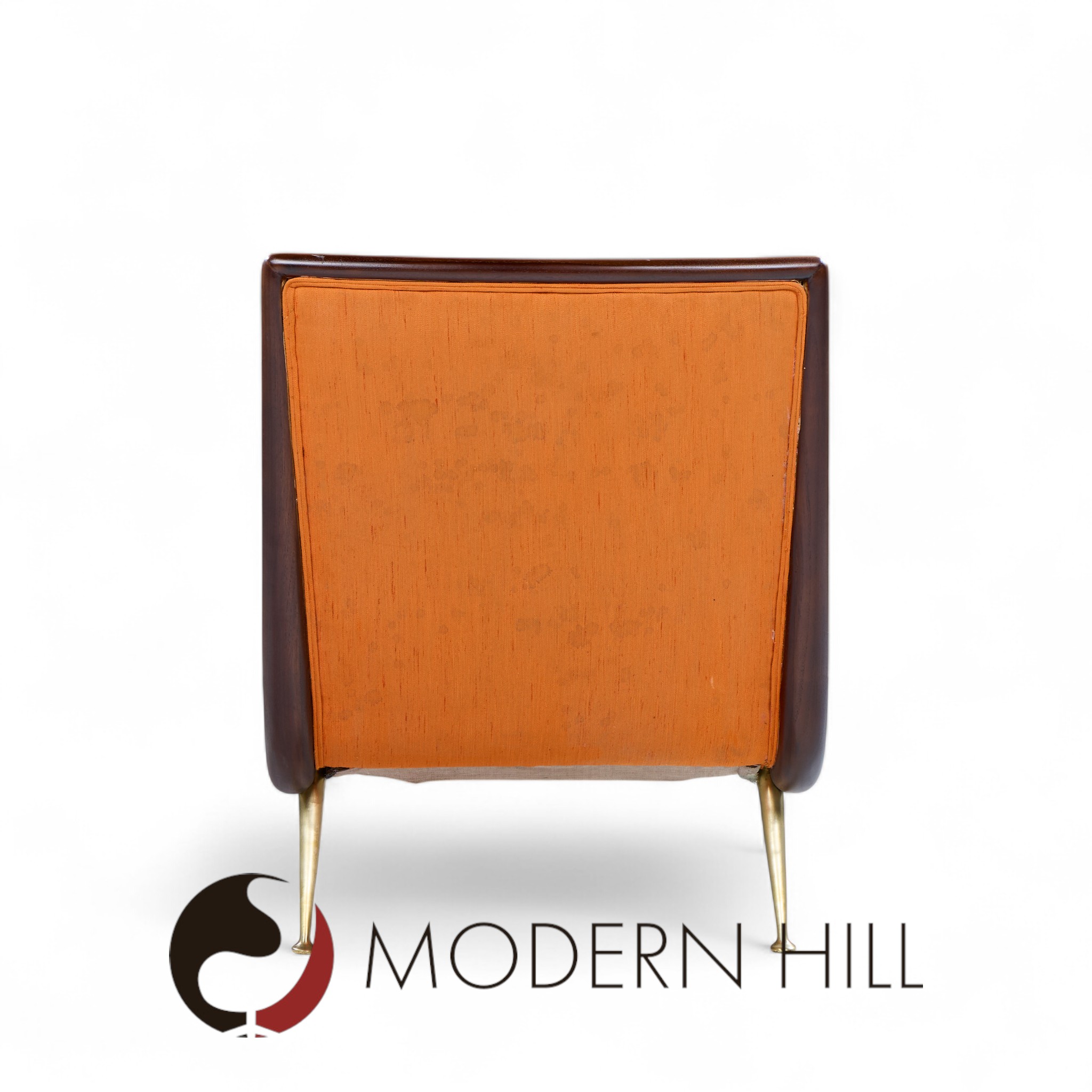 Robsjohn Gibbings for Widdicomb Mid Century Brass and Mahogany Chaise Lounge Chair