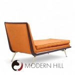 Robsjohn Gibbings for Widdicomb Mid Century Brass and Mahogany Chaise Lounge Chair