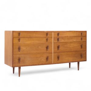 stanley young for glenn of california mid century walnut 8 drawer lowboy dresser