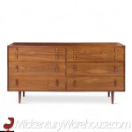 Stanley Young for Glenn of California Mid Century Walnut 8 Drawer Lowboy Dresser