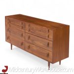 Stanley Young for Glenn of California Mid Century Walnut 8 Drawer Lowboy Dresser