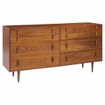 Stanley Young for Glenn of California Mid Century Walnut 8 Drawer Lowboy Dresser