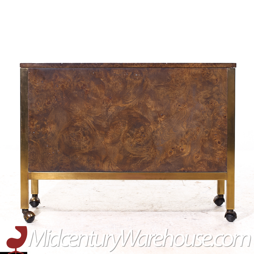 Tomlinson Mid Century Burlwood Burlwood and Brass Bar Cart