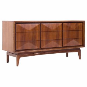 united diamond mid century walnut lowboy dresser