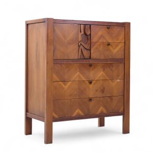 united tiki brutalist mid century walnut gentleman’s chest highboy dresser