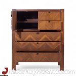 United Tiki Brutalist Mid Century Walnut Gentleman’s Chest Highboy Dresser