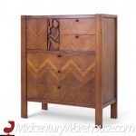 United Tiki Brutalist Mid Century Walnut Gentleman’s Chest Highboy Dresser