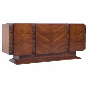united tiki brutalist mid century walnut lowboy dresser