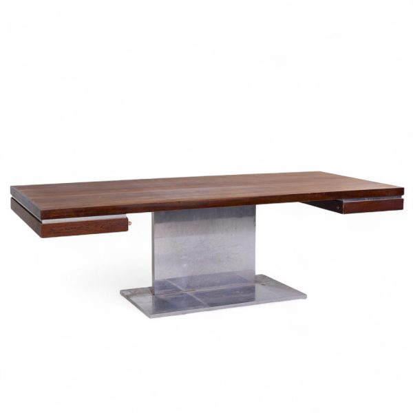 Warren Platner for Lehigh Leopold Mid Century Rosewood and Chrome Executive Desk Desk