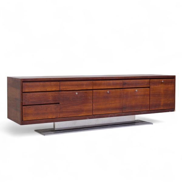 Warren Platner for Lehigh Leopold Mid Century Rosewood and Stainless Steel Credenza