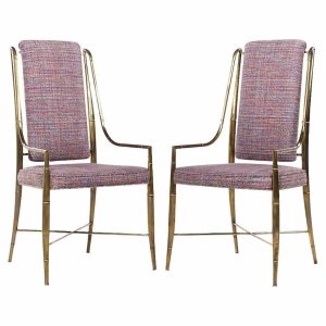 weiman warren lloyd for mastercraft imperial mid century brass dining chairs - pair