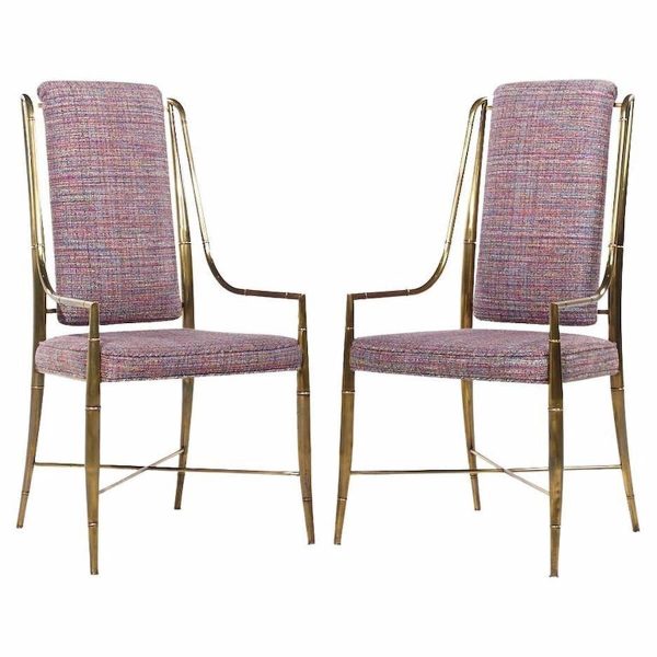 Weiman Warren Lloyd for Mastercraft Imperial Mid Century Brass Dining Chairs - Pair