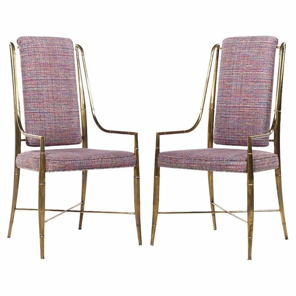 Weiman Warren Lloyd for Mastercraft Imperial Mid Century Brass Dining Chairs - Pair