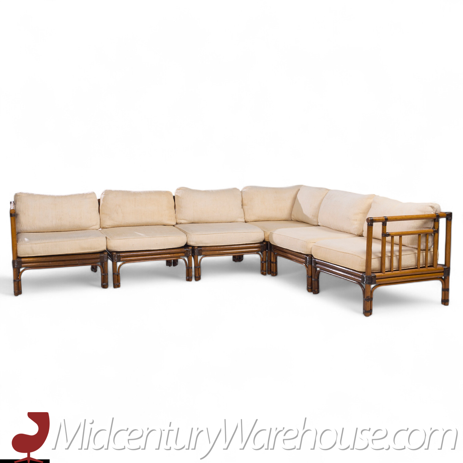 Baker Mcguire Mid Century Rattan Sectional Sofa