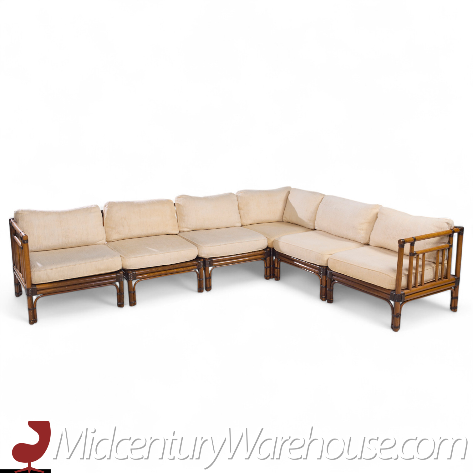 Baker Mcguire Mid Century Rattan Sectional Sofa