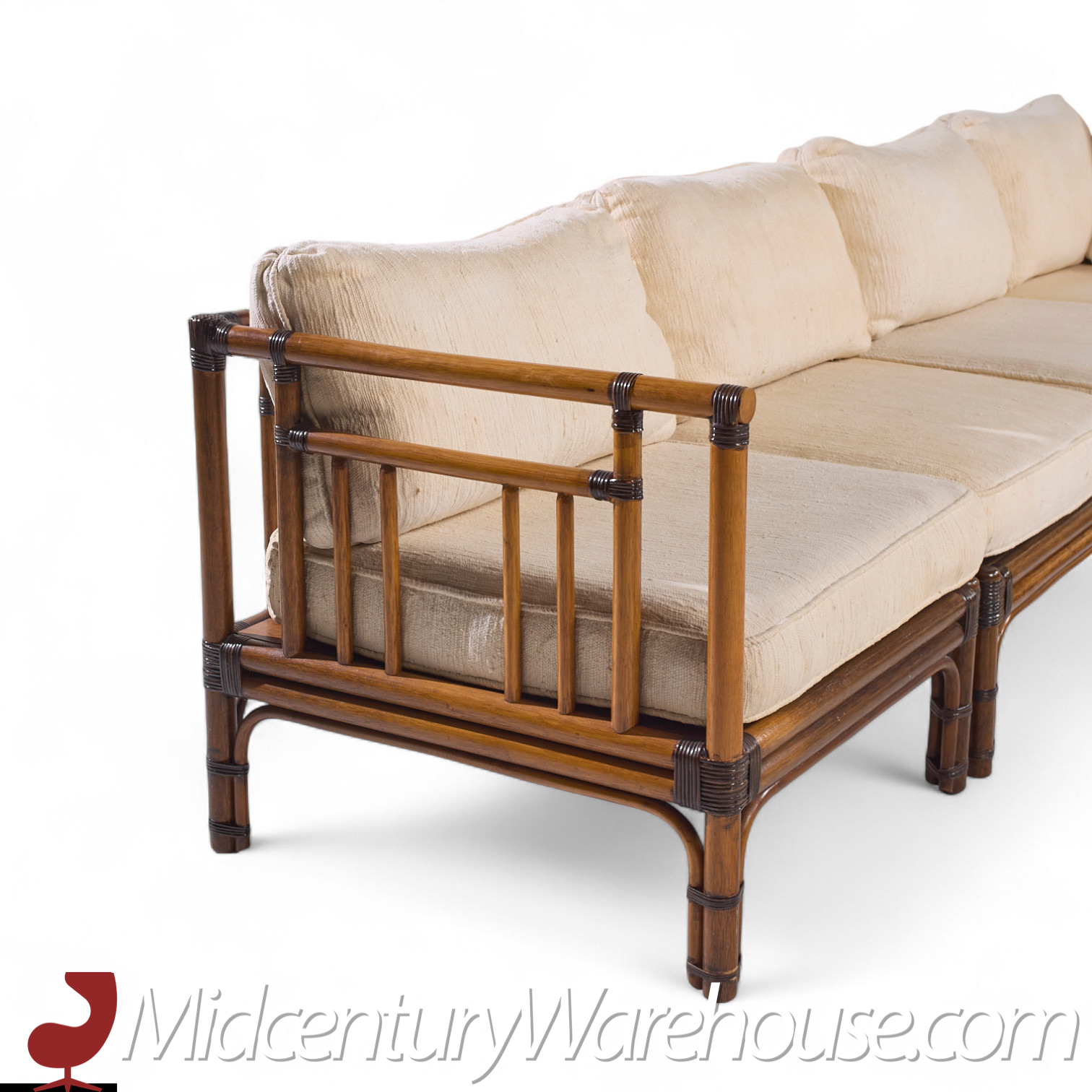 Baker Mcguire Mid Century Rattan Sectional Sofa