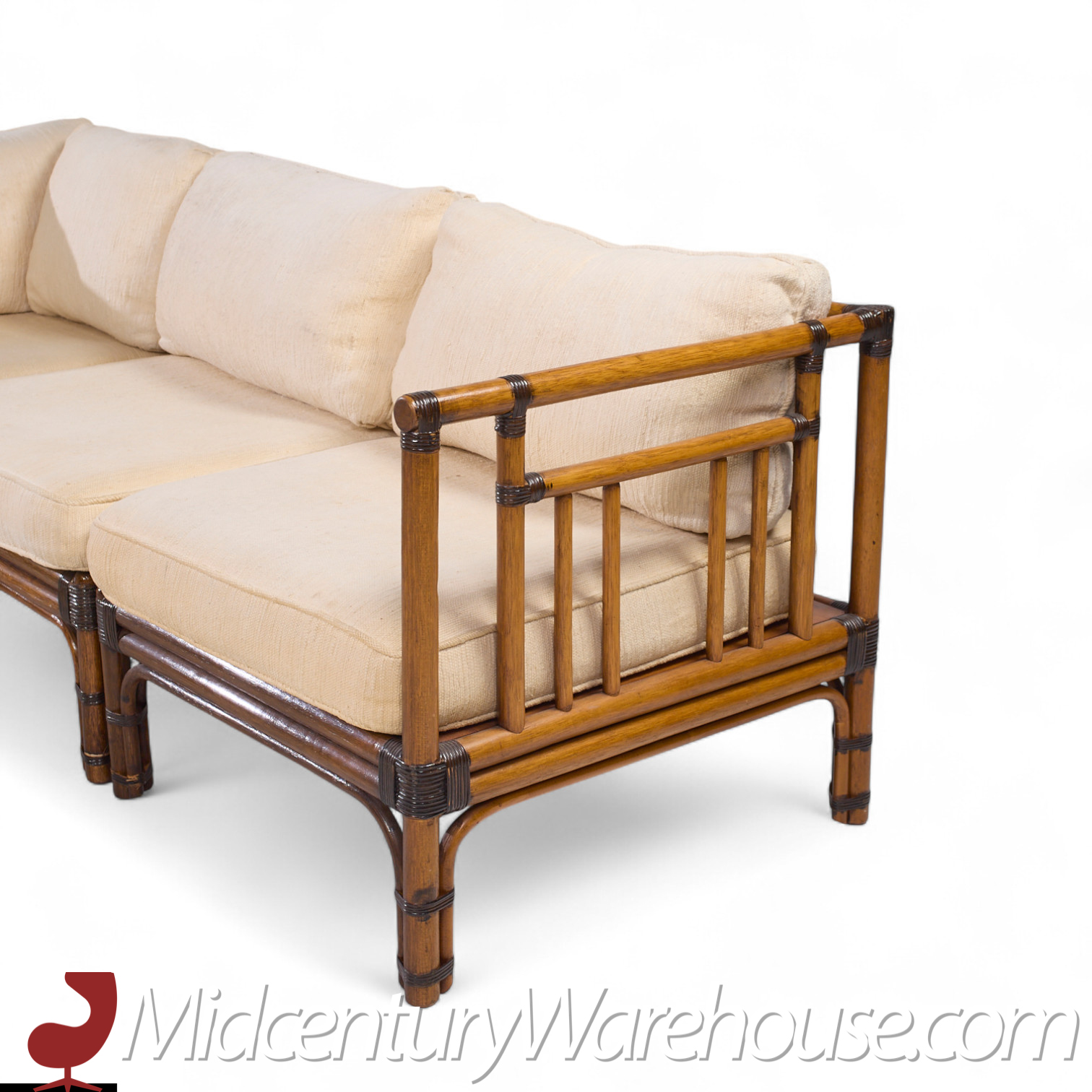 Baker Mcguire Mid Century Rattan Sectional Sofa