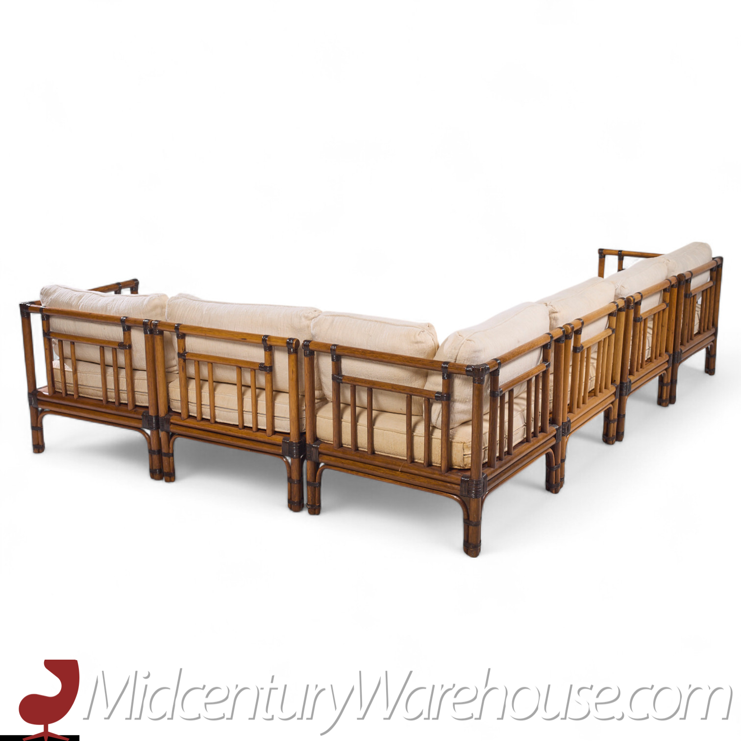 Baker Mcguire Mid Century Rattan Sectional Sofa