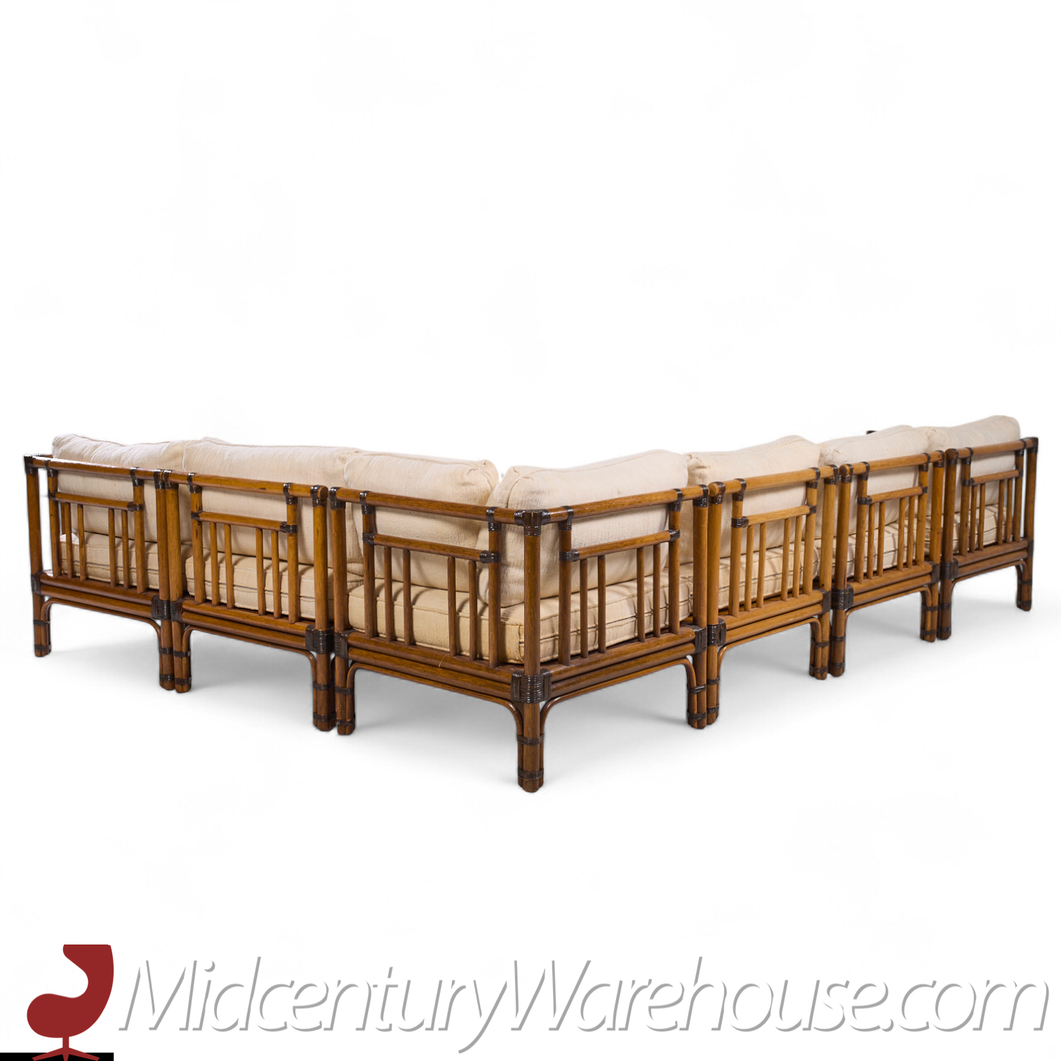 Baker Mcguire Mid Century Rattan Sectional Sofa