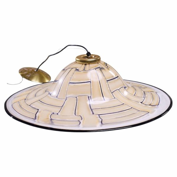 Barovier & Toso Mid Century Large Tessere Ambra Suspension Murano Pendant Lamp