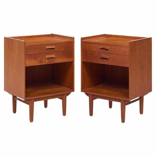 Borge Mogensen for Poul Dinesen Mid Century Danish Teak Nightstands - Pair