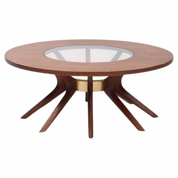 broyhill brasilia mid century cathedral walnut coffee table