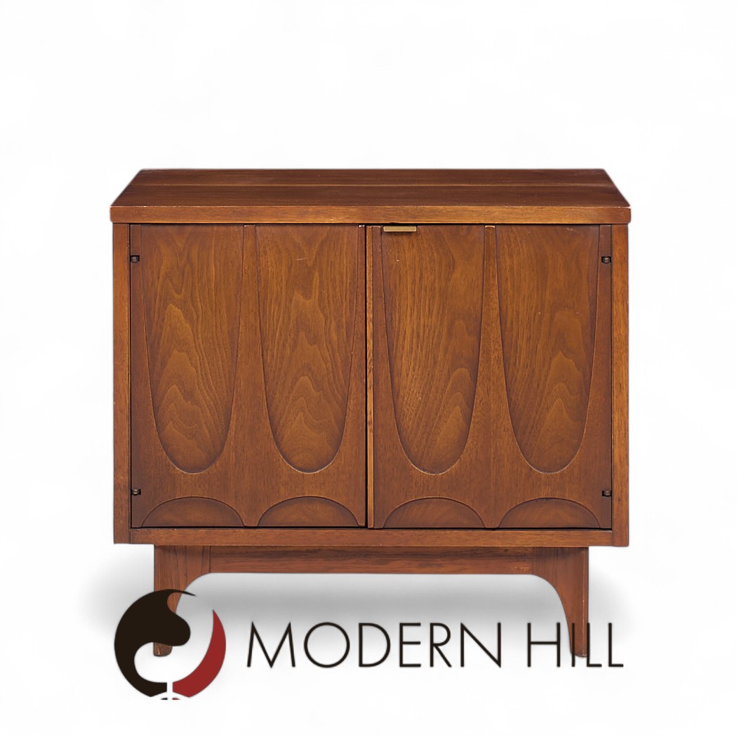 Broyhill Brasilia Mid Century Walnut Commode Nightstands - Pair