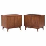 Broyhill Brasilia Mid Century Walnut Commode Nightstands - Pair | Mid Century Modern Furniture - Mid Century Furniture Chicago Broyhill Brasilia Mid Century Walnut Commode Nightstands - Pair
