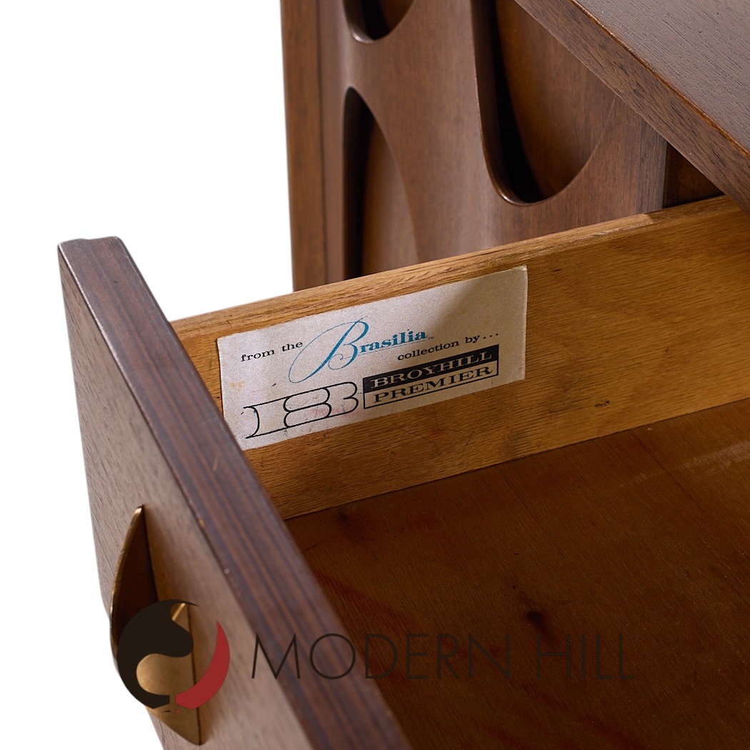 Broyhill Brasilia Mid Century Walnut Credenza and Hutch