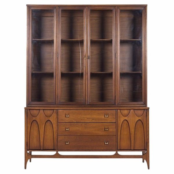 broyhill brasilia mid century walnut credenza and hutch