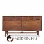 Broyhill Brasilia Mid Century Walnut and Brass 6-drawer Dresser | Mid Century Modern Furniture - Mid Century Furniture Chicago Broyhill Brasilia Mid Century Walnut and Brass 6-drawer Dresser