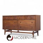 Broyhill Brasilia Mid Century Walnut and Brass 6-drawer Dresser | Mid Century Modern Furniture - Mid Century Furniture Chicago Broyhill Brasilia Mid Century Walnut and Brass 6-drawer Dresser