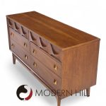 Broyhill Brasilia Mid Century Walnut and Brass 6-drawer Dresser | Mid Century Modern Furniture - Mid Century Furniture Chicago Broyhill Brasilia Mid Century Walnut and Brass 6-drawer Dresser
