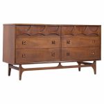 Broyhill Brasilia Mid Century Walnut and Brass 6-drawer Dresser | Mid Century Modern Furniture - Mid Century Furniture Chicago Broyhill Brasilia Mid Century Walnut and Brass 6-drawer Dresser