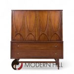 Broyhill Brasilia Mid Century Walnut and Brass Gentlemans Chest Highboy Dresser