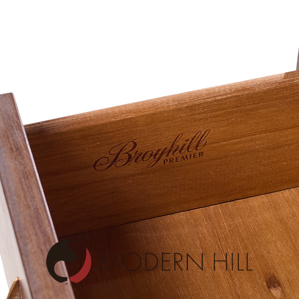 Broyhill Brasilia Mid Century Walnut and Brass Gentlemans Chest Highboy Dresser