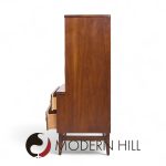 Broyhill Brasilia Mid Century Walnut and Brass Gentlemans Chest Highboy Dresser